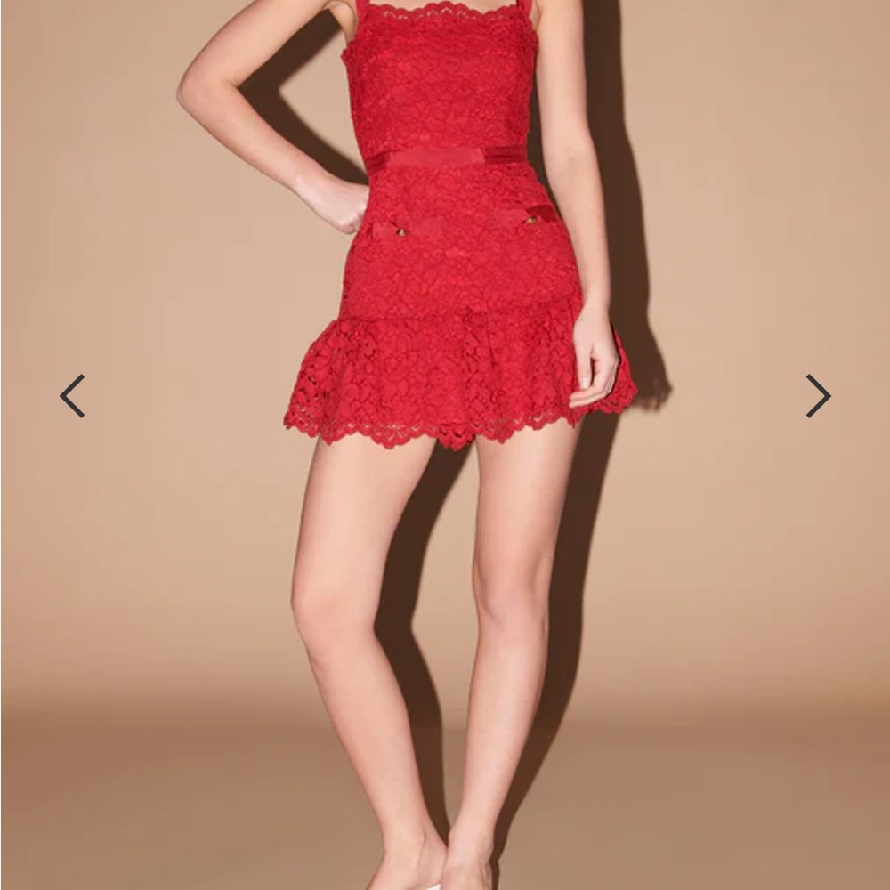 Saylor Verena Red Lace Dress - Picture 2 of 8